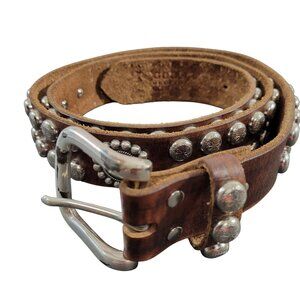 Nocona Brown Leather Studded Belt Mens 38 N2498802 Cowboy Western Country